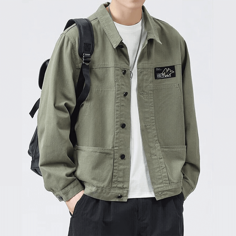 Cotton to Semir Group Spring New Men's Cotton Loose workwear Cowboy Top Casual Coat Men's Jacket Men's 2201green XLcode（140-160Jin）