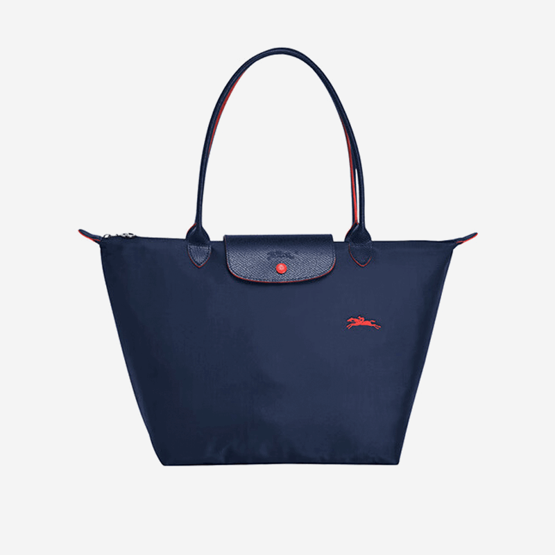 Longxiang（longchamp） longchamp nylon Running horse embroidery Long handled large size The single shoulder bag 1899 619 Navy Blue