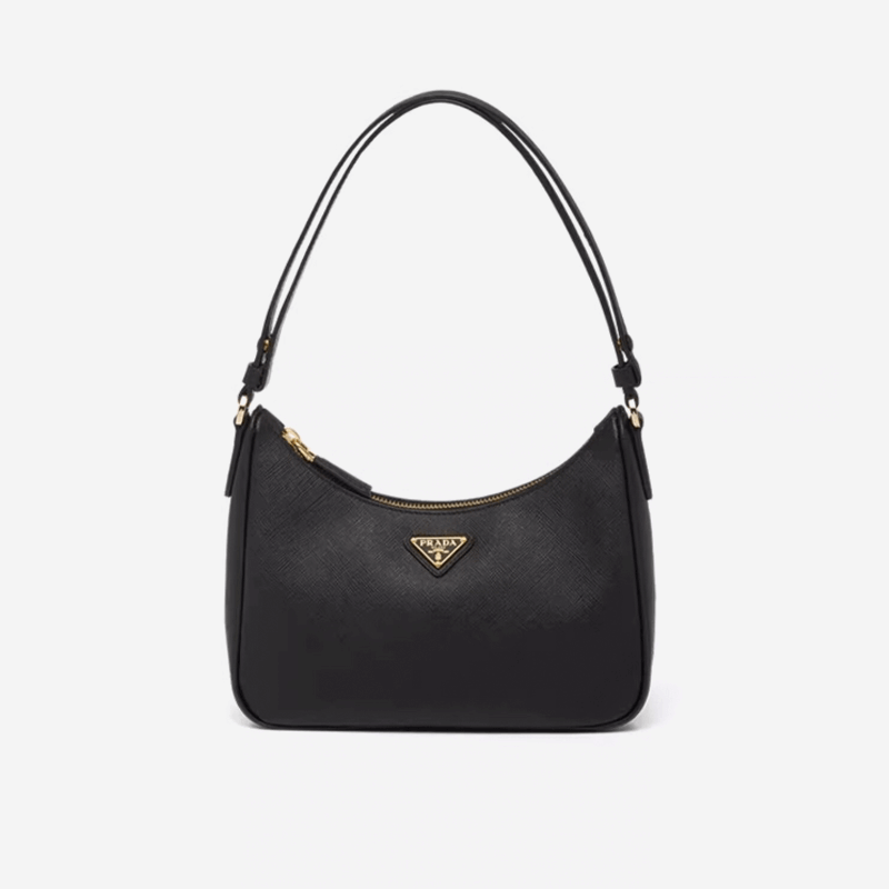 PRADA/Prada【Qixi gift】ma'amSaffiano Leather MiniHoboHandbag armpit bag black