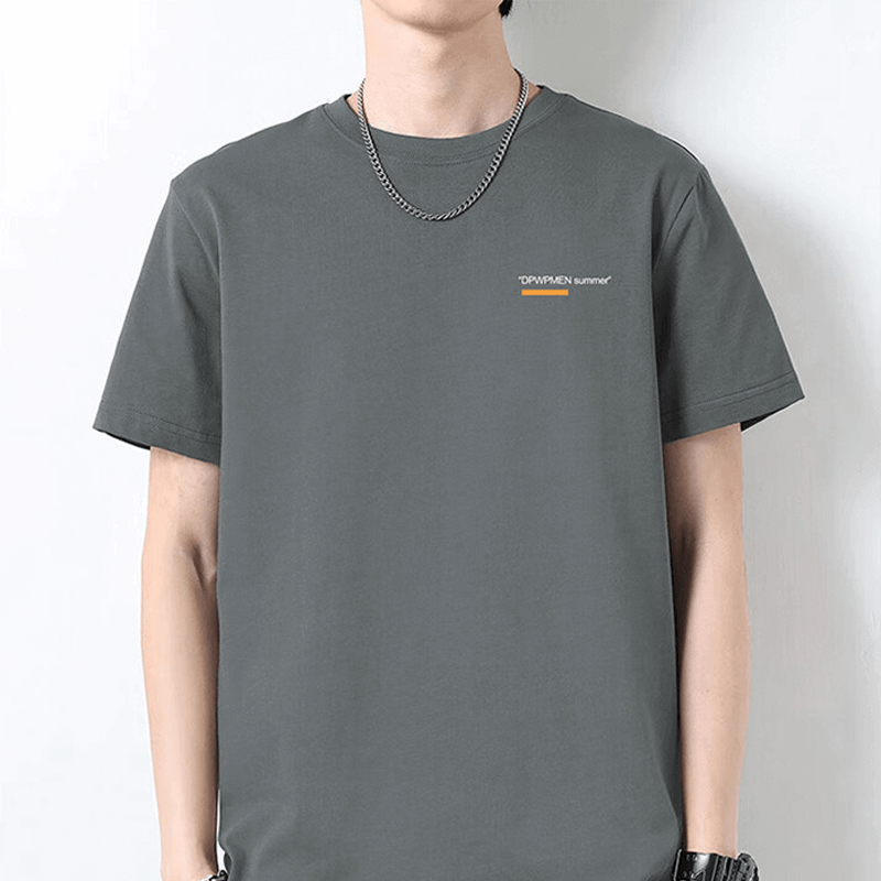 Cartier Crocodile（CARTELO）Short sleeveTMen's Summer Solid Color ShirtShort sleeveMen's loose top round neck T-shirt men's clothing dark grey XL